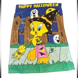 1999 Tweety Bird Garden Flag Tapery Happy Halloween Warner Bros